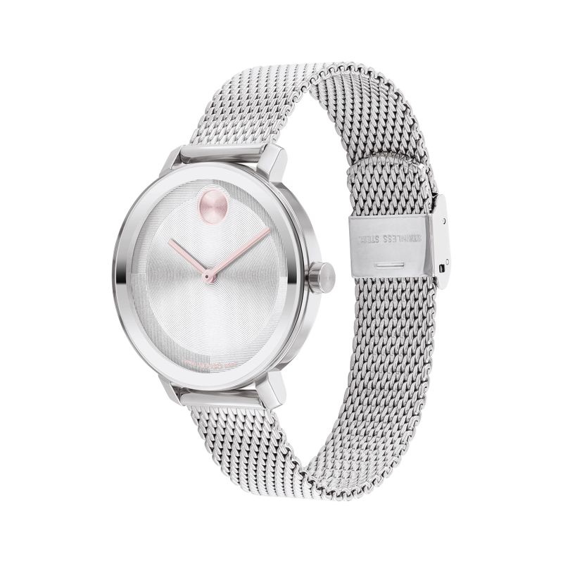 Movado - Ladies' Bold Evolution 2.0 Silver-Tone Stainless Steel Mesh Watch Silver Dial