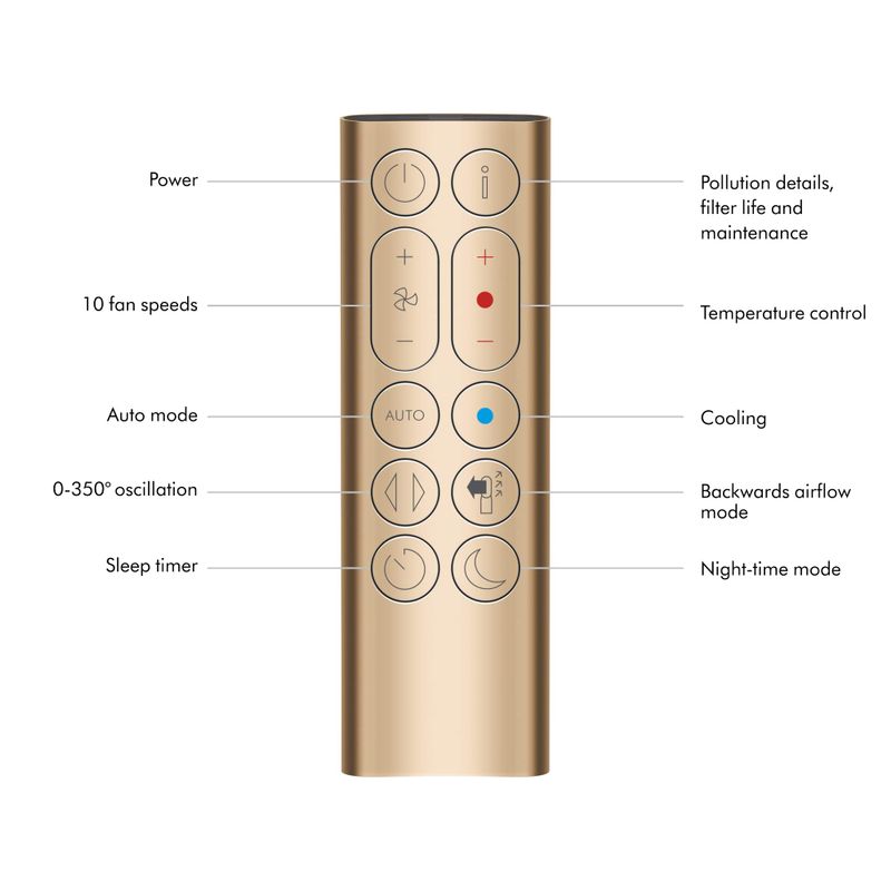 Dyson - Purifier Hot + Cool Formaldehyde - HP09 - Smart Tower Air Purifier, Heater and Fan - White/Gold