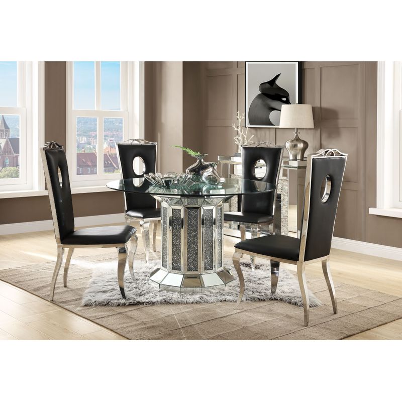 ACME Noralie Dining Table, Mirrored & Faux Diamonds