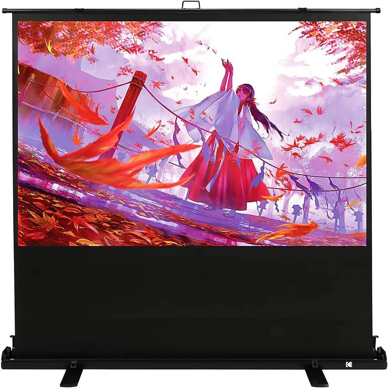 Kodak - 100" Projector Screen, Pull Up Projector Screen and Stand, Portable Projector Screen with Handle and Carrying Case - Black
