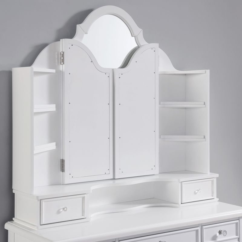 Traditional Solid Wood 3-Piece Vanity Set in White