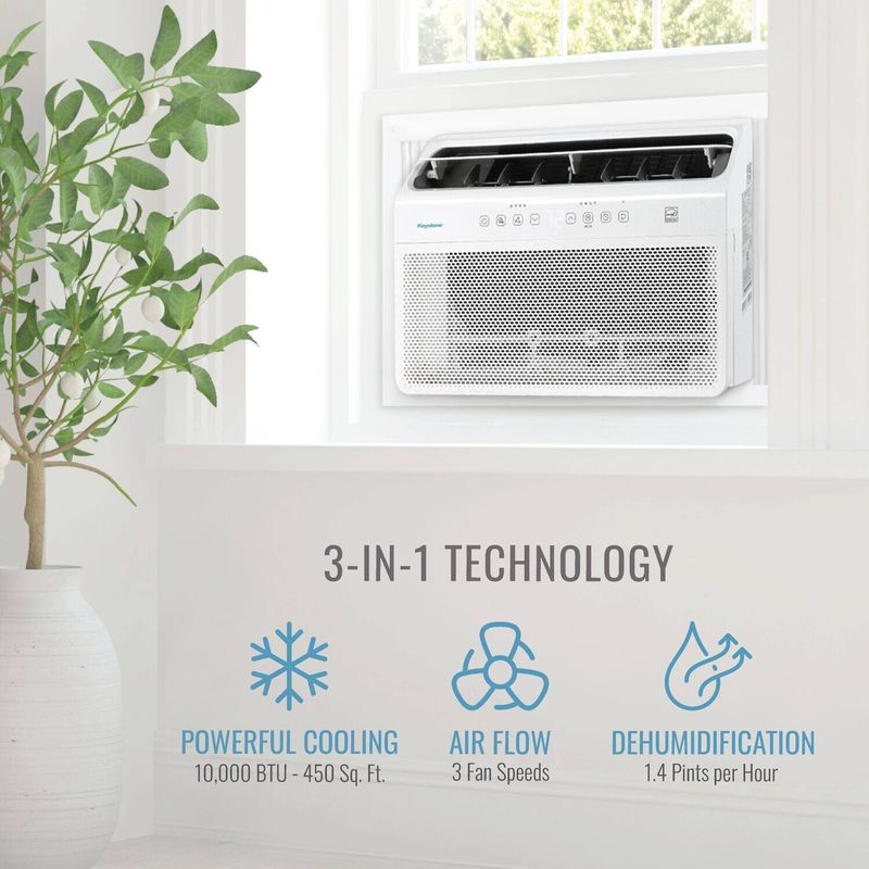 Keystone - 450 Sq. Ft 10,000 BTU Window Mounted Inverter Air Conditioner - White