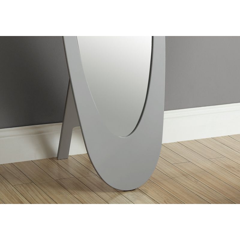 Mirror/ Full Length/ Standing/ Floor/ 60" Oval/ Dressing/ Bedroom/ Wood/ Grey/ Contemporary/ Modern