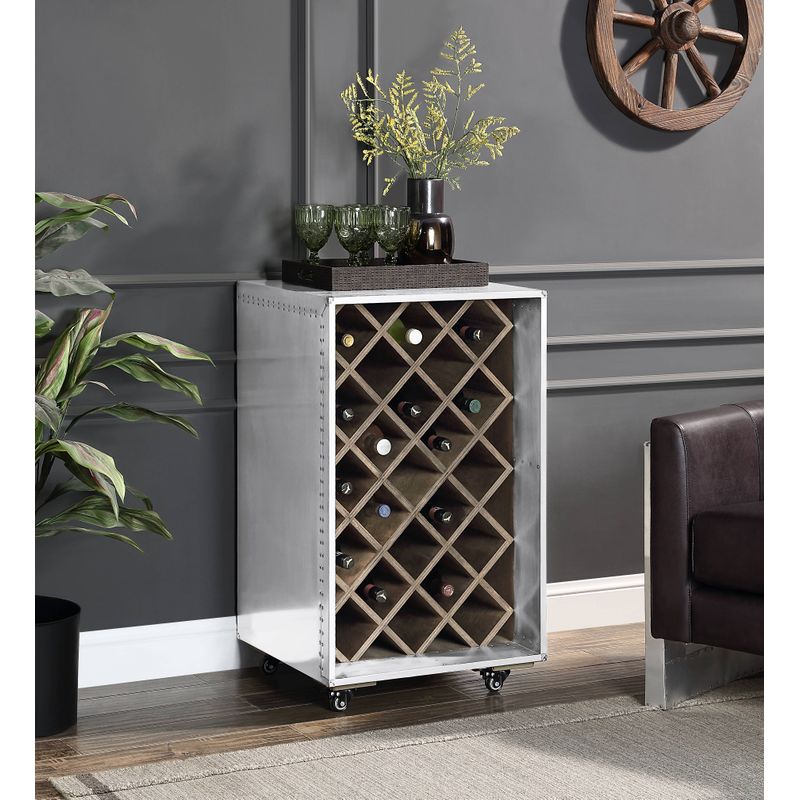ACME Raini Wine Cabinet, Aluminum Finish