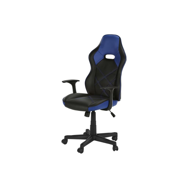 Office Chair/ Gaming/ Adjustable Height/ Swivel/ Ergonomic/ Armrests/ Computer Desk/ Work/ Pu Leather Look/ Metal/ Blue/ Black/ Contemporary