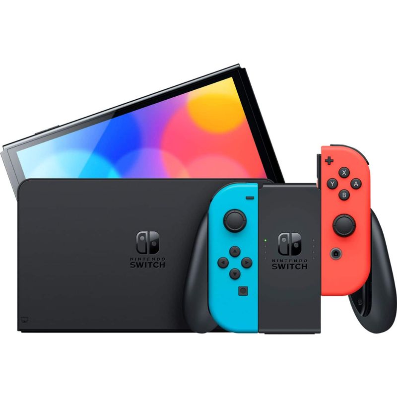 Nintendo Switch OLED Model w/ Neon Red & Neon Blue Joy-Con- Neon Red/Neon Blue