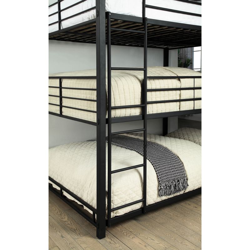 Contemporary Metal Full Triple Bunk Bed in Sand Black