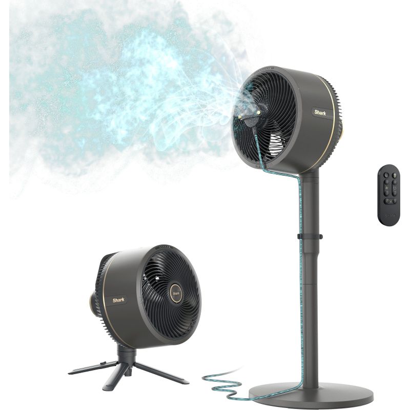 Shark - FlexBreeze Outdoor & Indoor Fan with InstaCool Misting Attachment, Cordless & Corded, Pedestal to Tabletop - Black