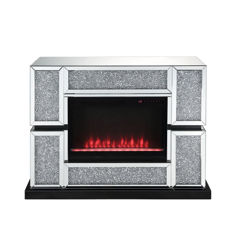 ACME Noralie Fireplace, Mirrored & Faux Diamonds