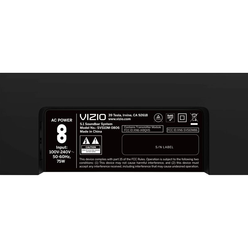 VIZIO - 5.1 Soundbar, Wireless Subwoofer, Surround Sound w/ Dolby Atmos and DTS:X - Black