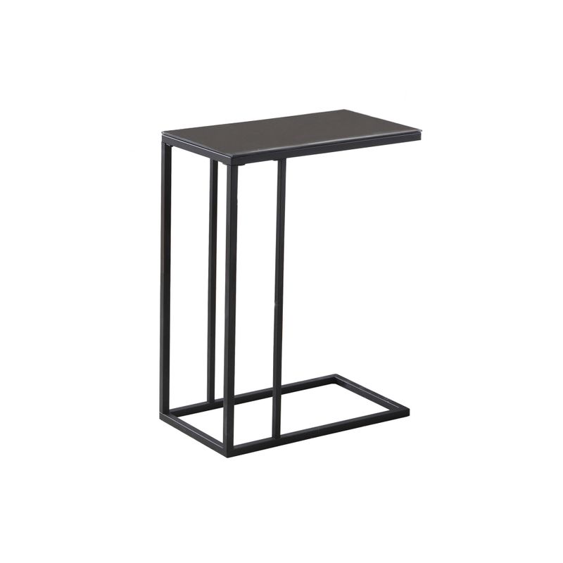 Accent Table/ C-shaped/ End/ Side/ Snack/ Living Room/ Bedroom/ Metal/ Tempered Glass/ Black/ Contemporary/ Modern