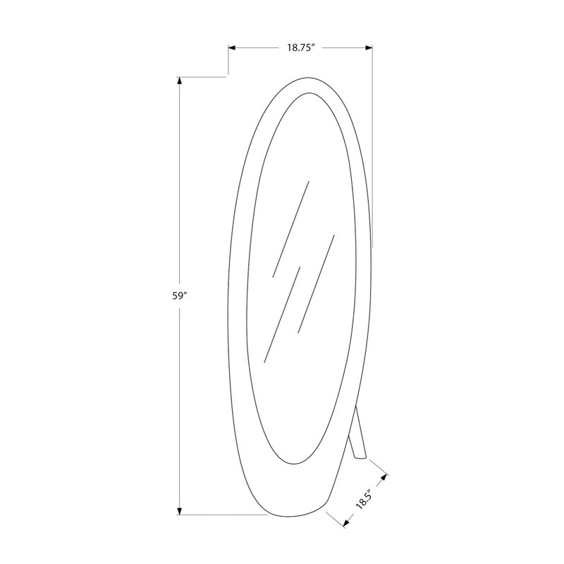 Mirror/ Full Length/ Standing/ Floor/ 60" Oval/ Dressing/ Bedroom/ Wood/ Grey/ Contemporary/ Modern