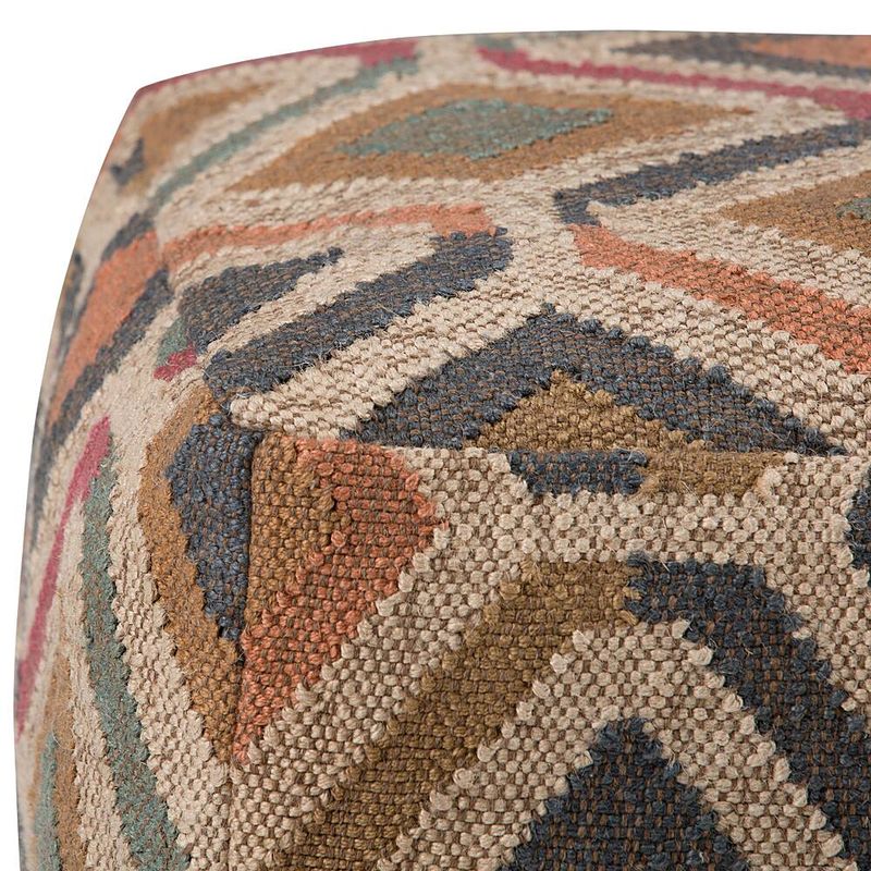 Simpli Home - Johanna Square Pouf - Kilim Patterned