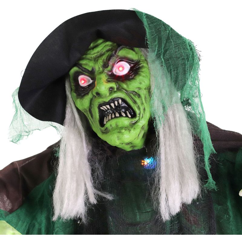 Animatronic Talking Forest Witch with Movement and Lights for Scary Halloween Decoration