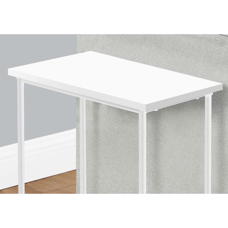 Accent Table/ Side/ End/ Narrow/ Small/ 2 Tier/ Living Room/ Bedroom/ Metal/ Laminate/ White/ Contemporary/ Modern