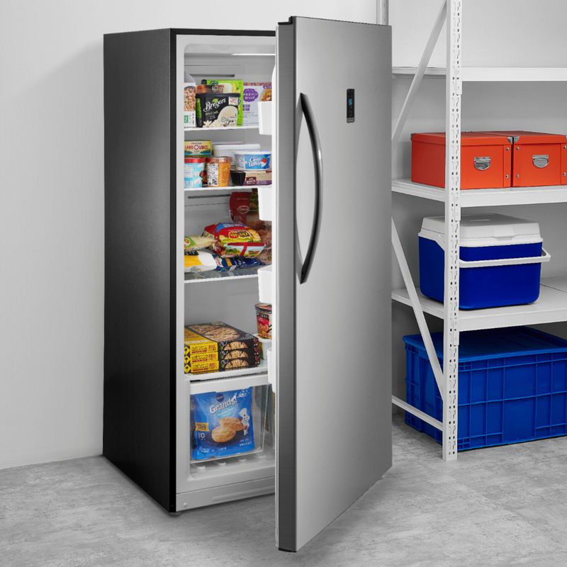 Insignia&trade; - 17 Cu. Ft. Garage Ready Convertible Upright Freezer with ENERGY STAR Certification - Stainless steel