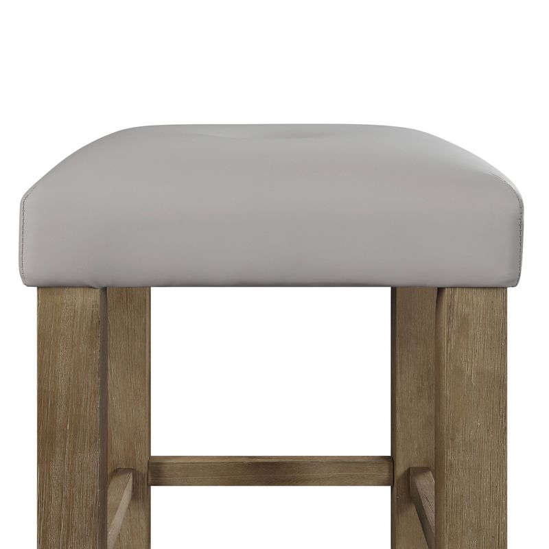 ACME Charnell Counter Height Stool (Set-2), Gary Synthetic Leather & Oak Finish