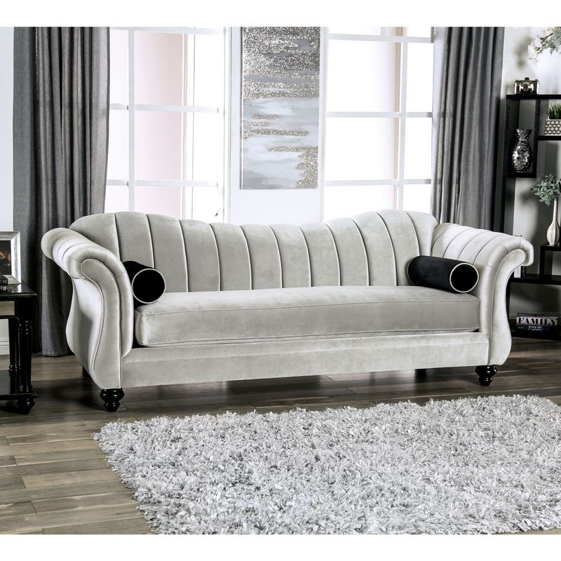 Glam Grey Chenille 2-Piece Sofa Set