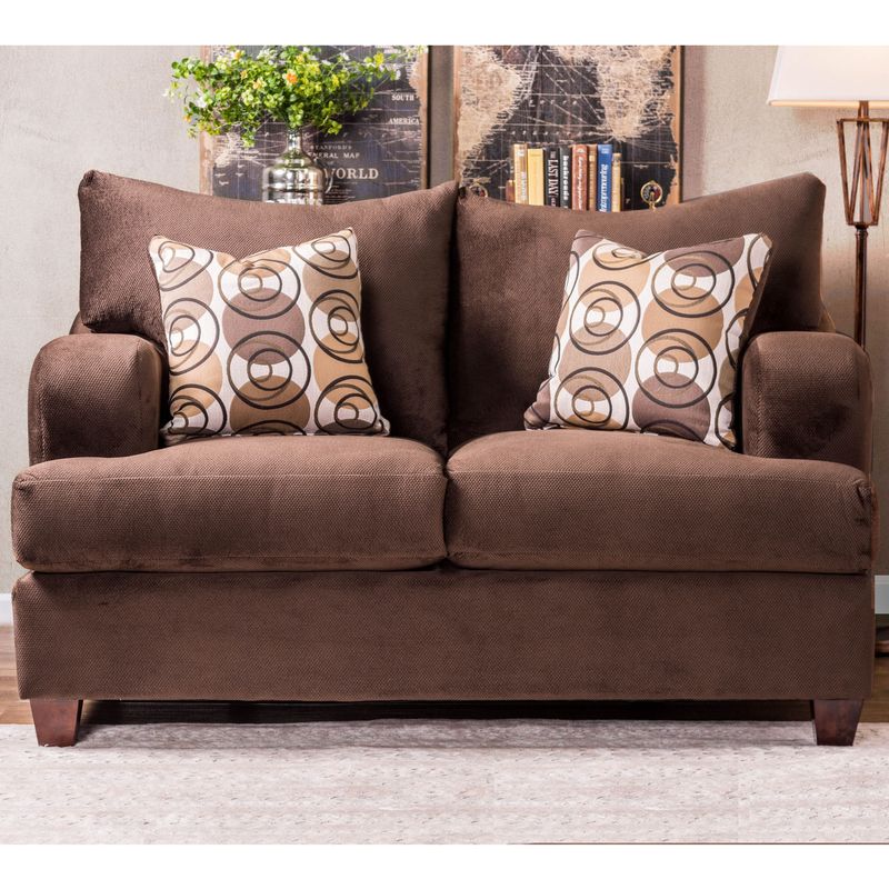 Transitional Fabric 2-Piece Sofa Set in Chocolate