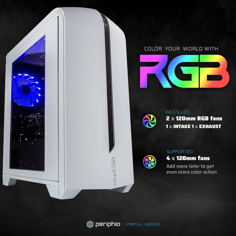 Periphio Warp Gaming PC Computer | AMD Ryzen 5 5600G | Radeon Vega 7 Graphics | 1TB Solid State (SSD) | 16GB DDR4 RAM | Windows 11 | RGB Eli