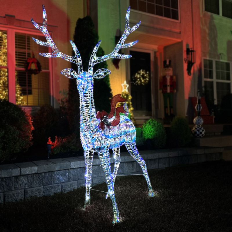 Fraser Hill Farm 6-Ft. Prelit Iridescent Reindeer Decoration with LED Lights