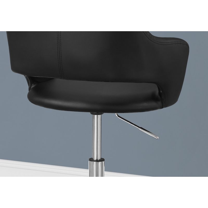 Office Chair/ Adjustable Height/ Swivel/ Ergonomic/ Armrests/ Computer Desk/ Work/ Metal/ Pu Leather Look/ Black/ Chrome/ Contemporary/ Mode