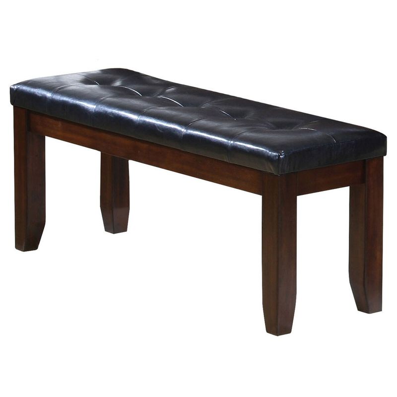 ACME Urbana Bench, Black Synthetic Leather & Cherry