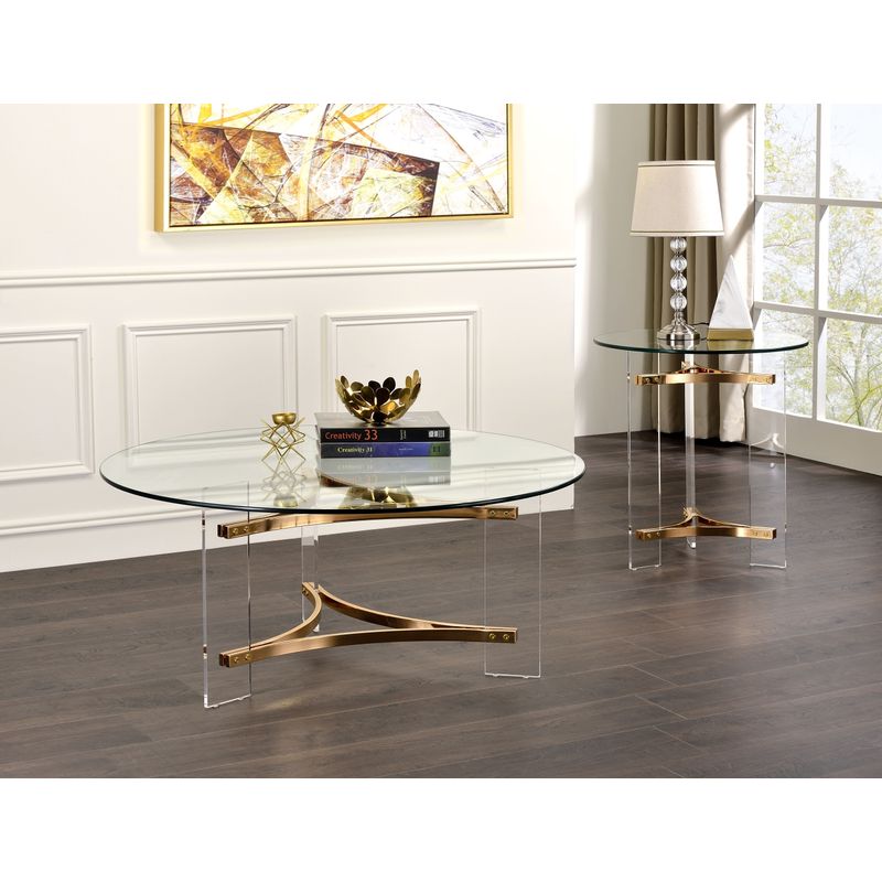 ACME Sosi End Table, Gold Finish