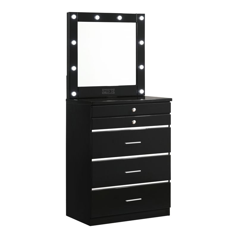 Contemporary Wood Vanity Chest with Mirror in Black