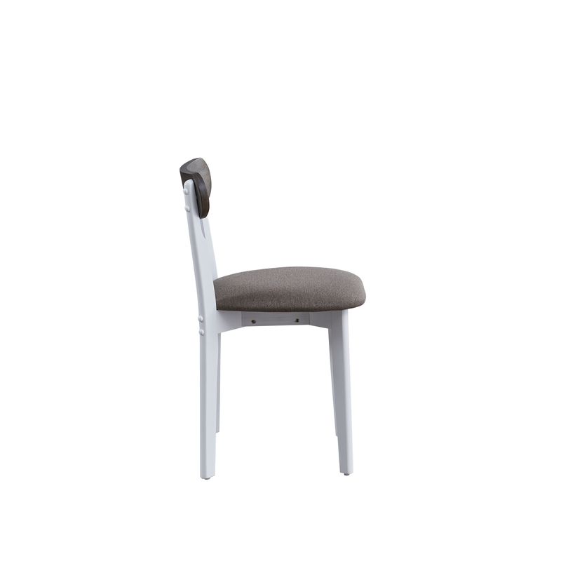 ACME Fidelity 5Pc Pack Dining Set in Brown Linen & White Finish