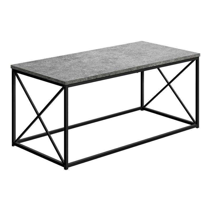 Coffee Table/ Accent/ Cocktail/ Rectangular/ Living Room/ 40"L/ Metal/ Laminate/ Grey/ Black/ Contemporary/ Modern