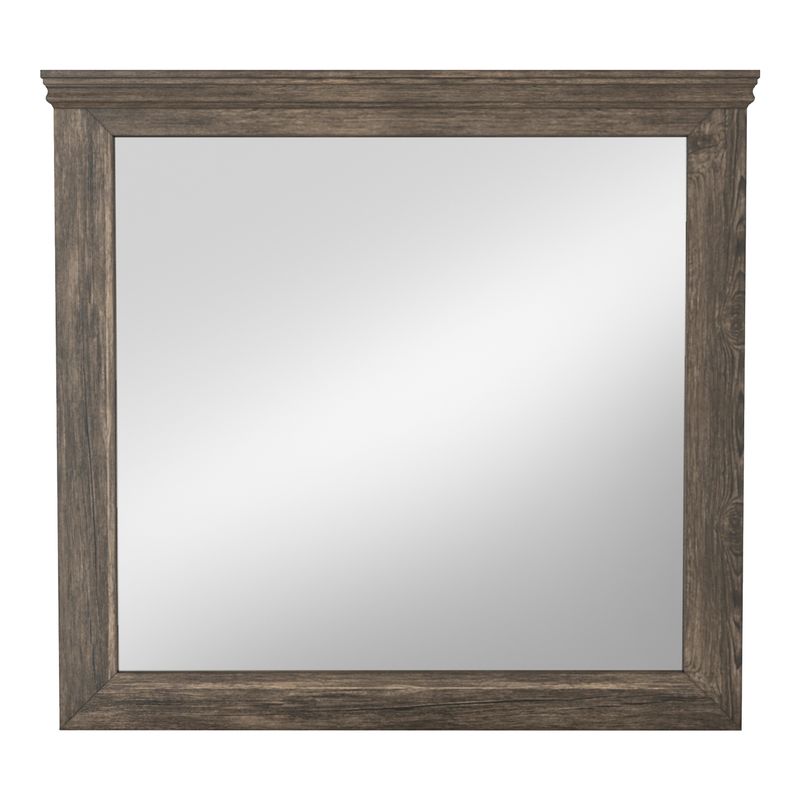 Transitional Solid Wood Framed Mirror in Gray