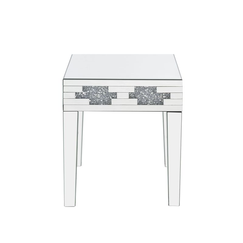 ACME Noralie End Table, Mirrored & Faux Diamonds
