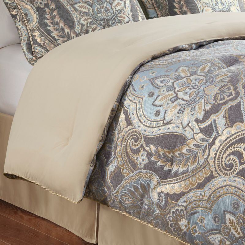 Blue/Grey Julius 4 Piece Comforter Set Queen