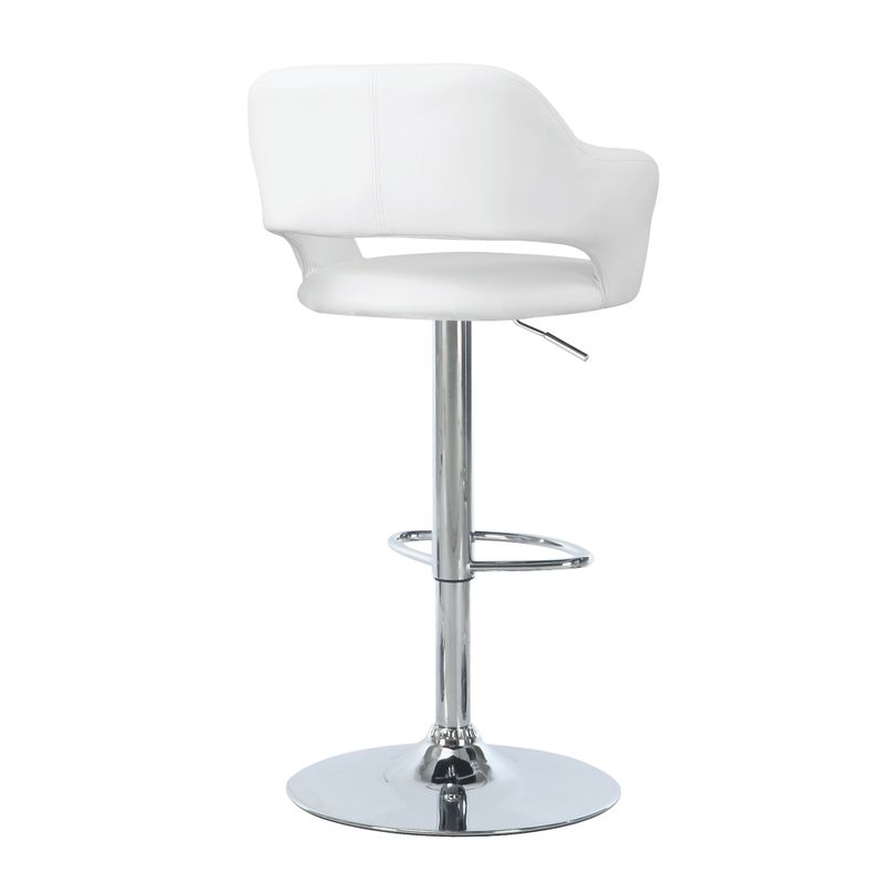 Bar Stool/ Swivel/ Bar Height/ Adjustable/ Metal/ Pu Leather Look/ White/ Chrome/ Contemporary/ Modern