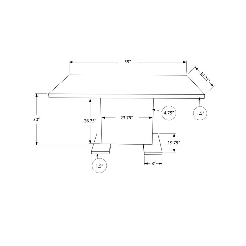 Dining Table - 35"X 60" / High Glossy White