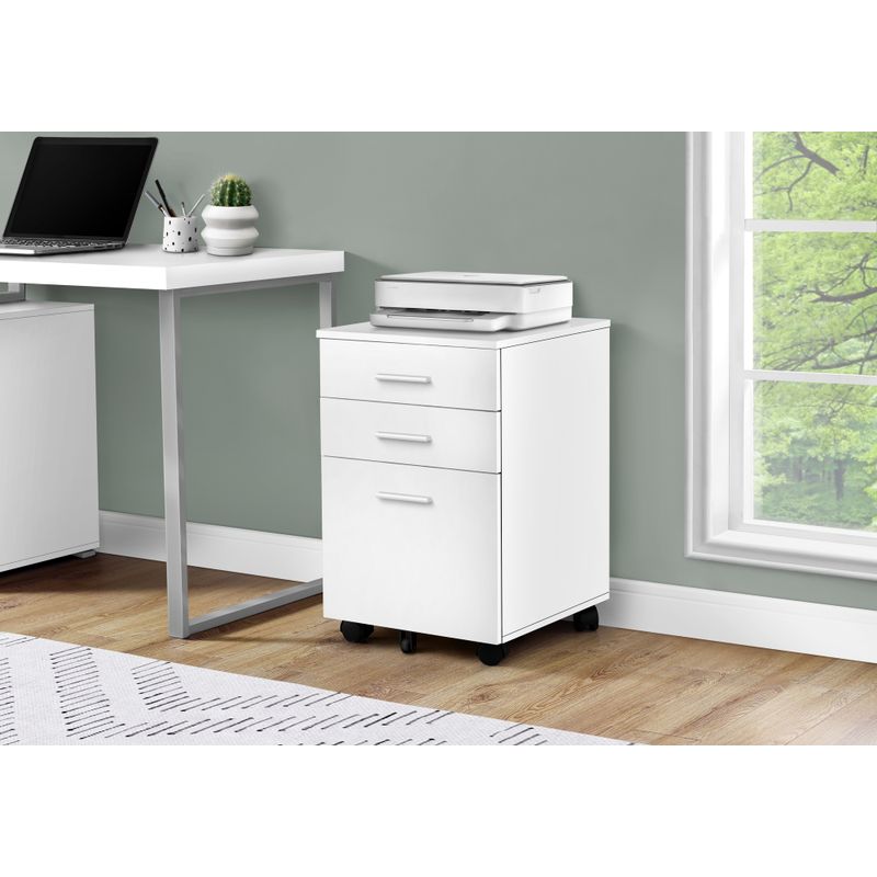 File Cabinet/ Rolling Mobile/ Storage Drawers/ Printer Stand/ Office/ Work/ Laminate/ White/ Contemporary/ Modern