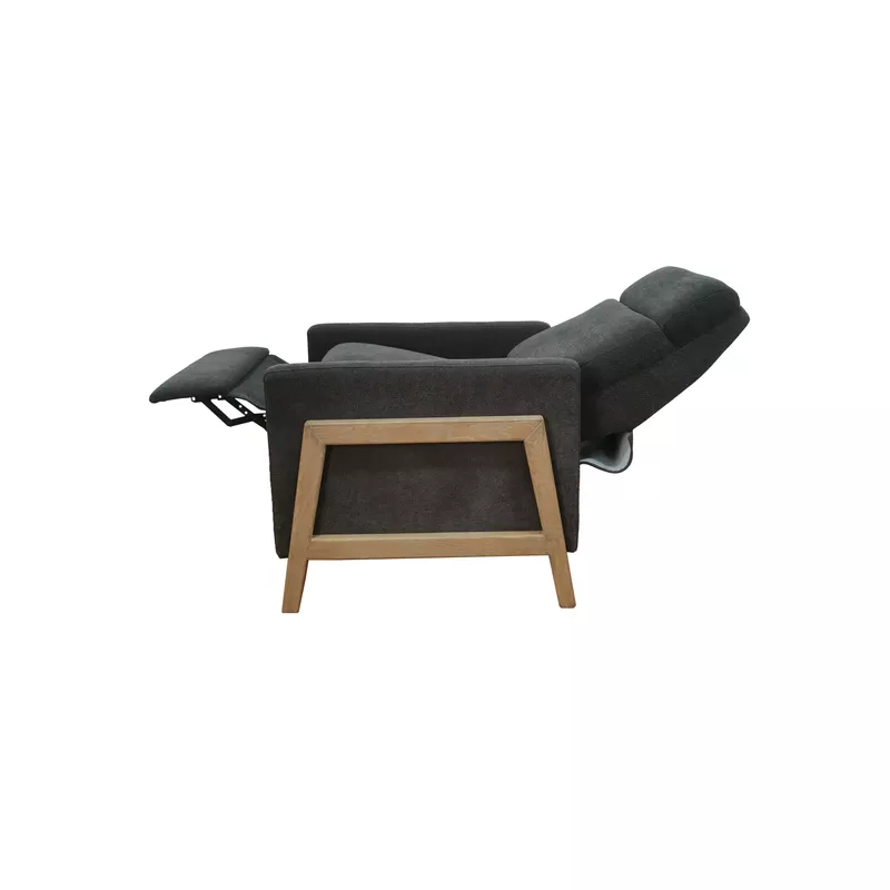 Grey Recliner With Wood Frame