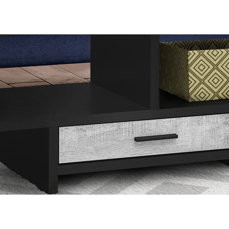 Coffee Table/ Accent/ Cocktail/ Rectangular/ Storage/ Living Room/ 42" L/ Drawer/ Laminate/ Black/ Grey/ Contemporary/ Modern