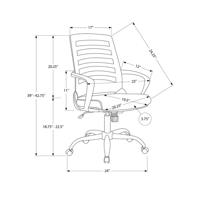 Office Chair/ Adjustable Height/ Swivel/ Ergonomic/ Armrests/ Computer Desk/ Work/ Metal/ Mesh/ White/ Chrome/ Contemporary/ Modern