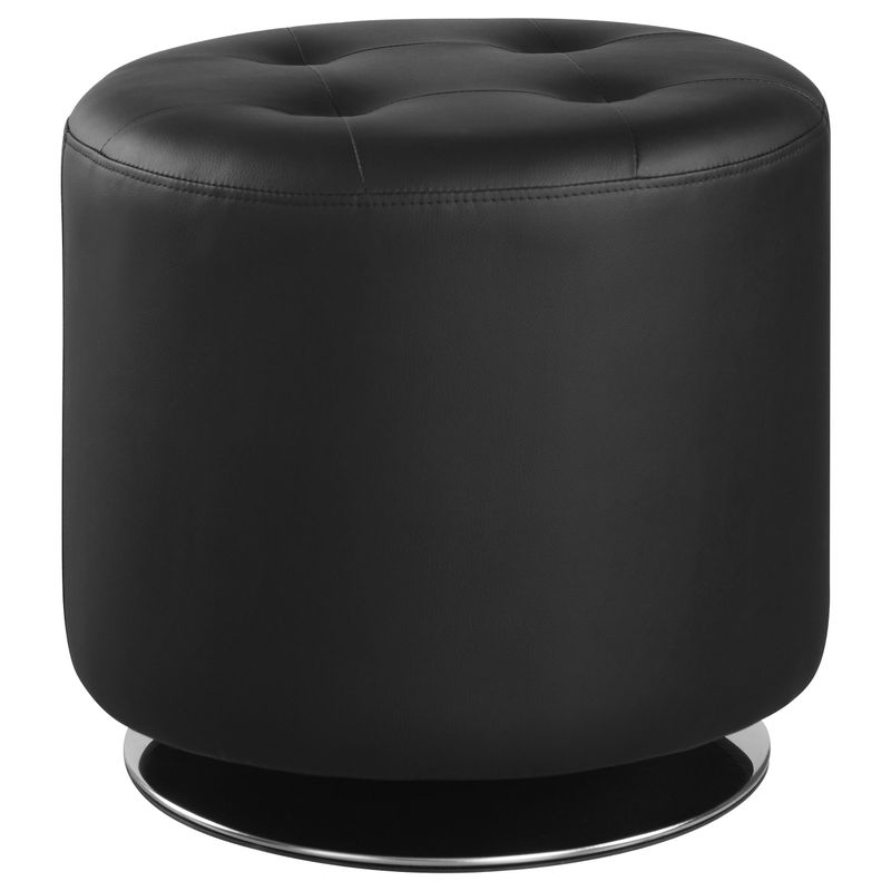 Bowman Round Upholstered Ottoman Black