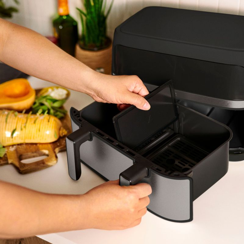bella PRO - 4-qt. TriZone Touchscreen Air Fryer with Dual Flex Basket - Stainless Steel