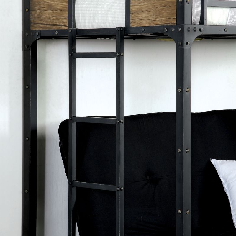 Industrial Metal Twin Over Futon Bunk Bed in Black