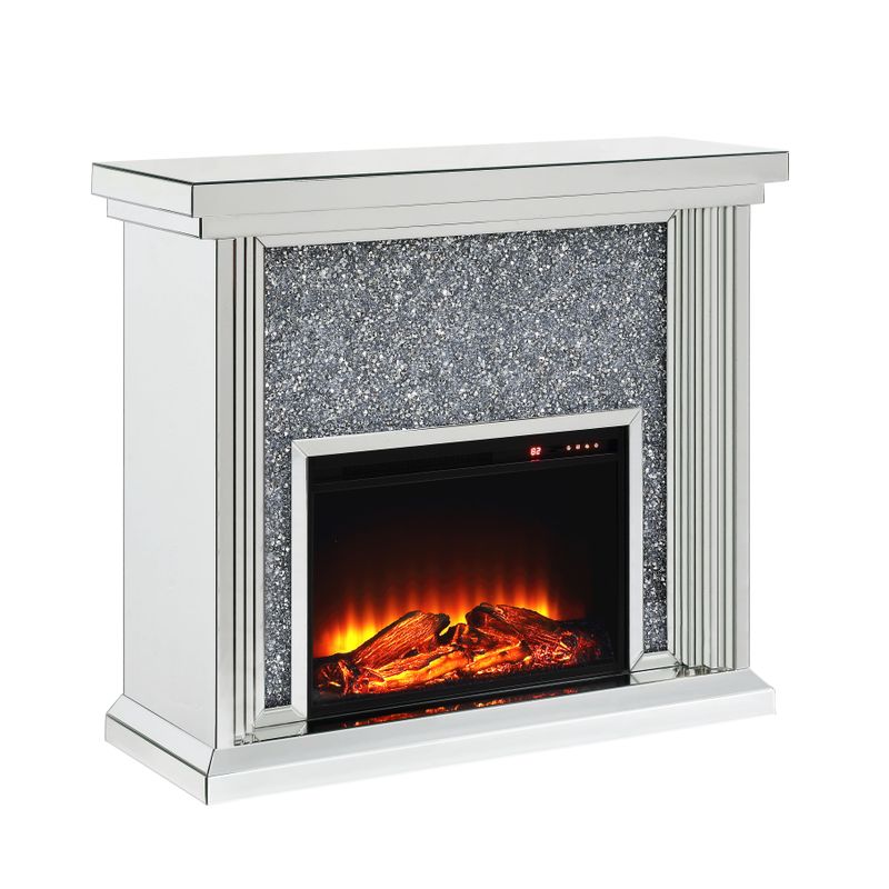 ACME Noralie Fireplace, Mirrored & Faux Diamonds