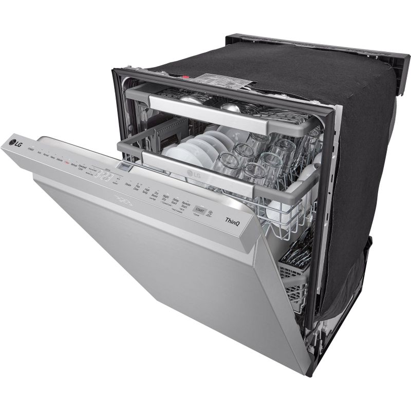 LG - 24" Top Control Smart Built-In Stainless Steel Tub Dishwasher with 3rd Rack, QuadWash Pro and 42dba - PrintProof Stainless steel