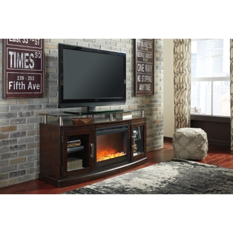 Black Entertainment Accessories Fireplace Insert Glass/Stone