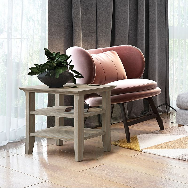 Simpli Home - Acadian SOLID WOOD 14 inch Wide Rectangle Transitional Narrow Side Table in - Distressed Grey