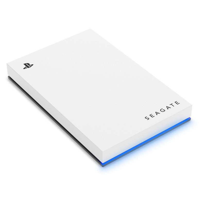 Seagate - Game Drive for PlayStation Consoles 2TB External USB 3.2 Gen 1 Portable Hard Drive with Blue LED Lighting - White