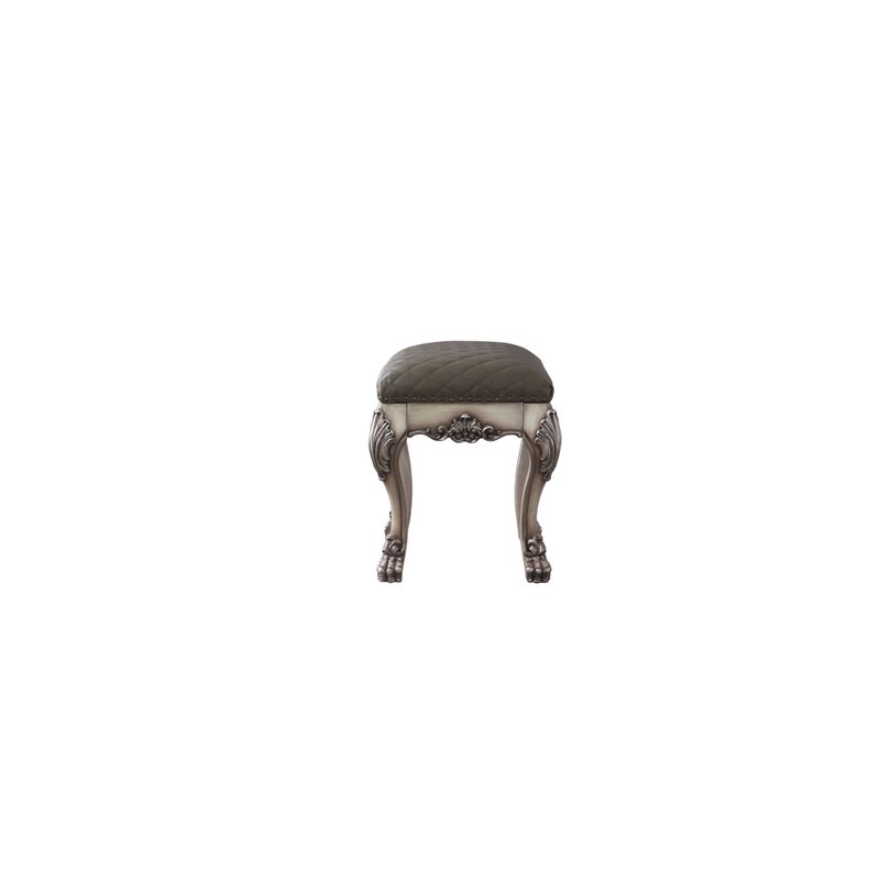ACME Dresden Vanity Stool, Vintage Bone White & Synthetic Leather