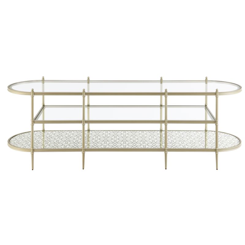 ACME Zaba TV Stand in Glass & Champagne Finish